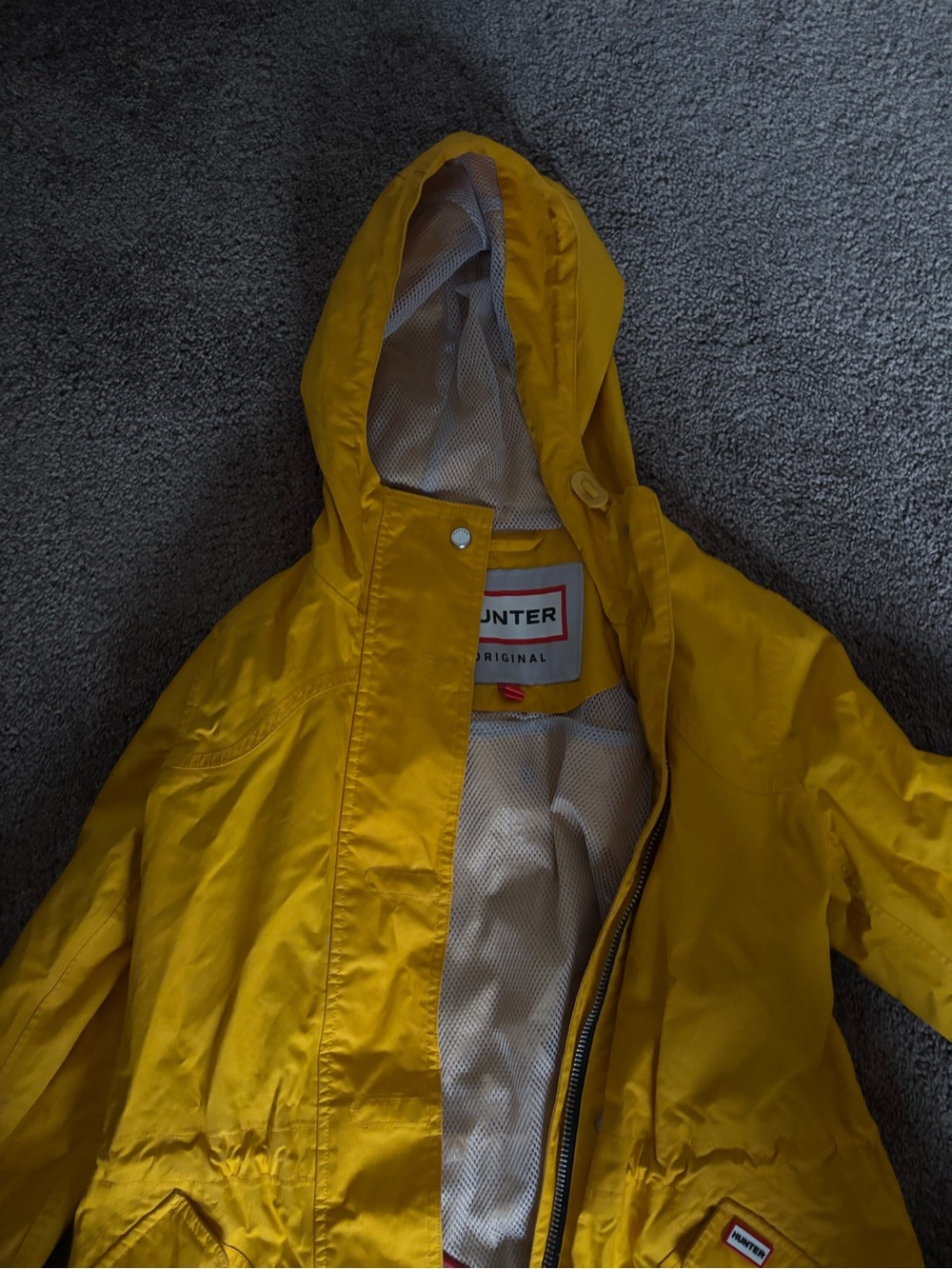 Hunter Yellow Hooded Utility Rain Jacket - Picture 11 of 13